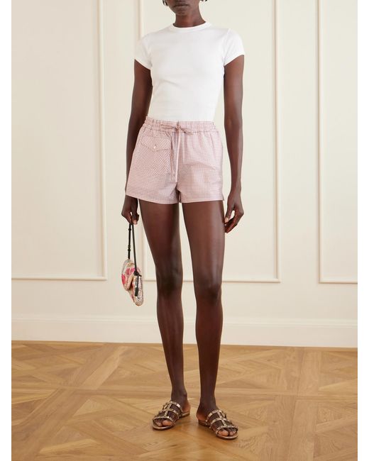 Valentino Garavani Pink Checked Cotton-Poplin Shorts