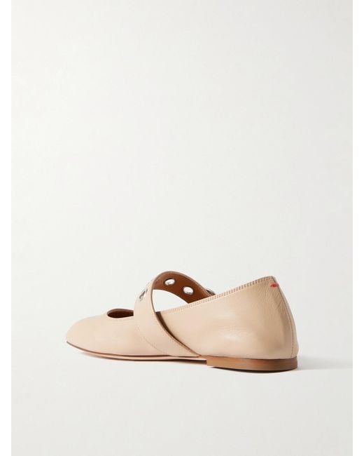Aeyde Natural Uma Eyelet-Embellished Leather Mary Jane Ballet Flats