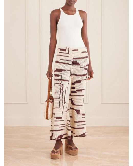 Alix Of Bohemia Natural Farah Crocheted Cotton Flared Pants