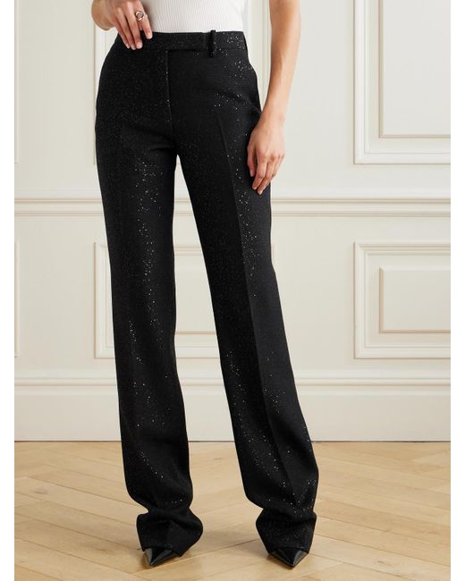 Tom Ford Black Sequin-Embellished Wool-Blend Twill Straight-Leg Pants