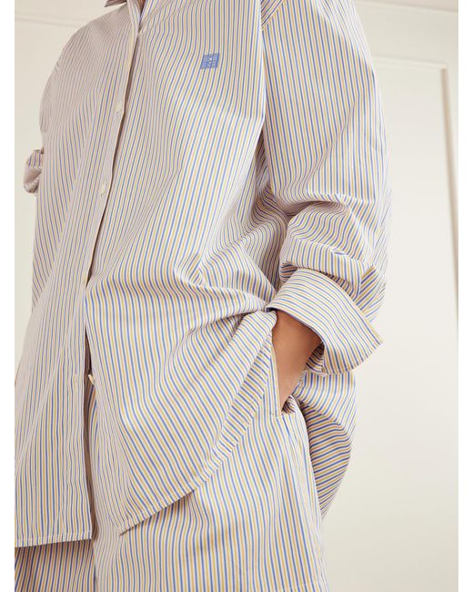 Totême  White Embroidered Striped Cotton-Poplin Shirt