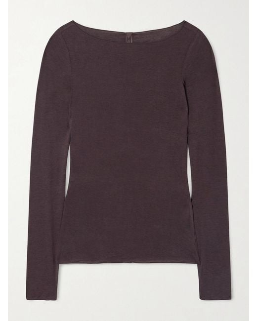 Skims Purple Long Sleeve Boatneck Top – Phoenix – Oberteil