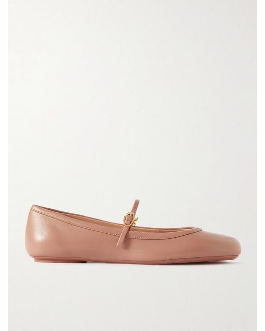 Gianvito Rossi Carla Leather Mary Jane Ballet Flats in Pink | Lyst