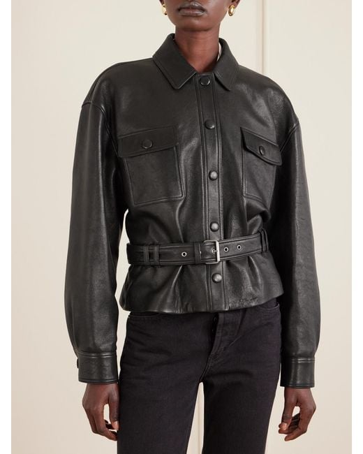 Saint Laurent Black Belted Leather Jacket