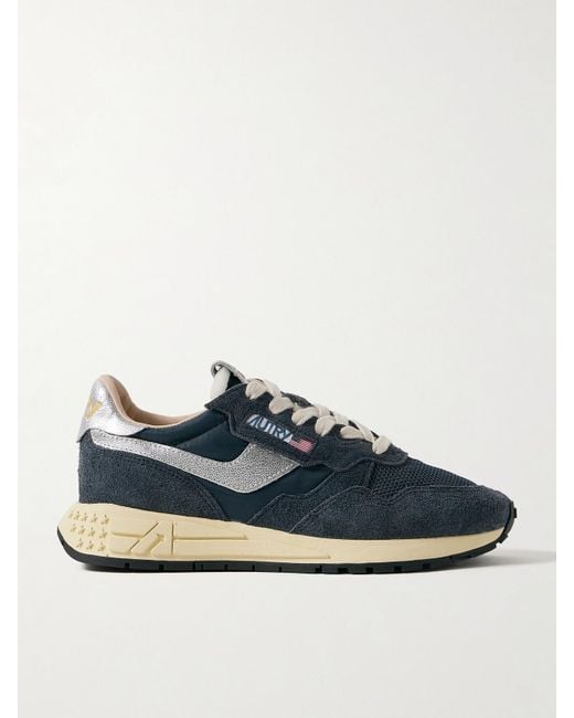 Autry Blue Reelwind Low Sneakers Aus Veloursleder Und Shell Mit Besätzen Aus Metallic-Leder