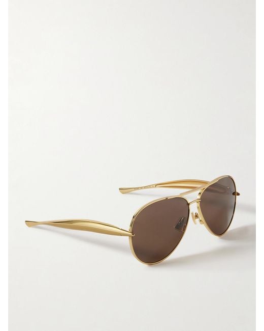Bottega Veneta Metallic Sardine Goldfarbene Pilotensonnenbrille
