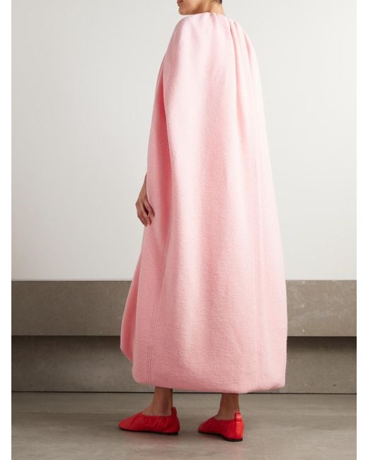 Jil Sander Pink Cape-Effect Draped Wool-Blend Coat