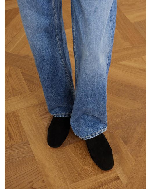Aeyde Black Rega Suede Slides