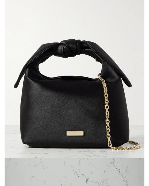 Aquazzura Black Bow Tie Mini Satin Tote