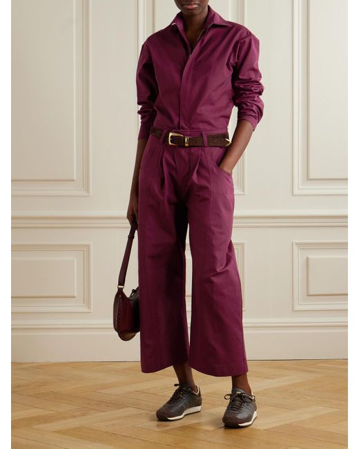 Rivet Utility Purple New Yorker Cropped Cotton-Ripstop Jumpsuit