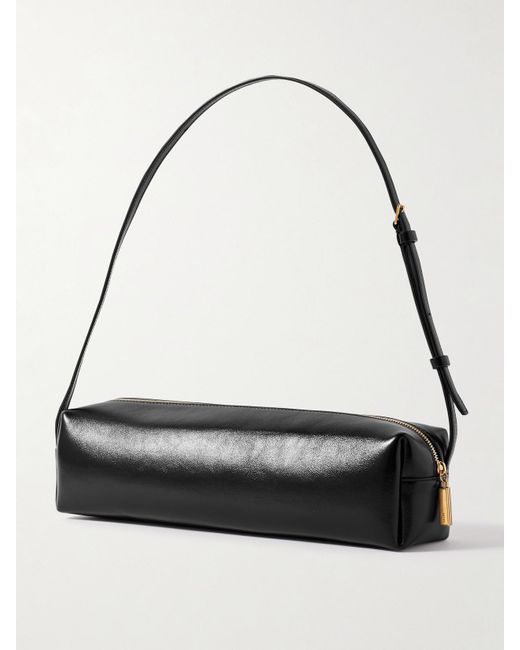 Khaite Black Kye Glossed-Leather Shoulder Bag