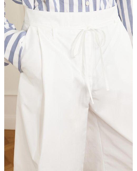 Jacquemus White Le Marin High-Rise Cotton-Poplin Wide-Leg Shorts