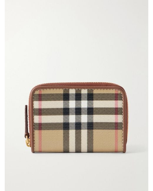 Burberry Natural Checked Leather-Trimmed Wallet