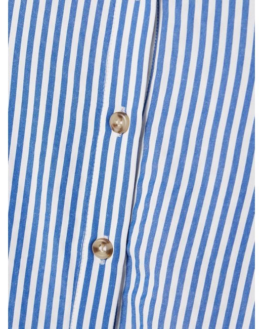 Rosie Assoulin Blue High Garden Pleated Striped Poplin Maxi Dress