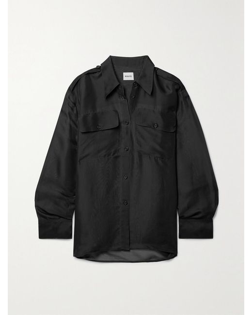 Khaite Black Missa Oversized Silk-Organza Shirt