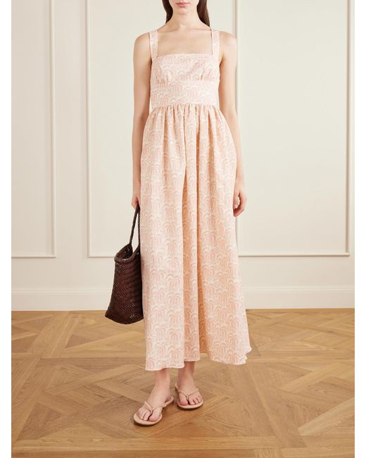 Matteau Pink Crossback Linen-Blended Maxi Dress