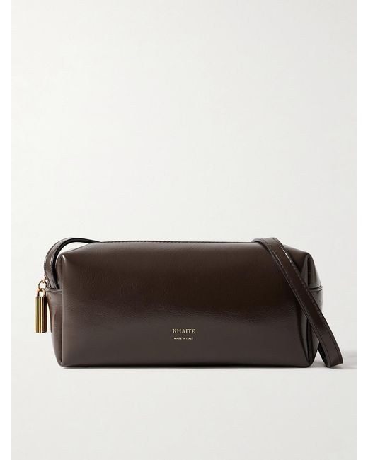 Khaite Brown Kye Glossed-Leather Shoulder Bag