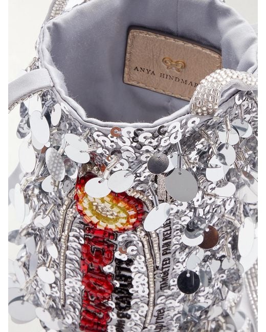 Anya Hindmarch White Nurofen Embellished Satin Mini Bag