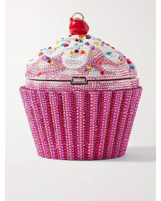 Judith Leiber Pink Cherry Cupcake Crystal-Embellished-Tone Clutch