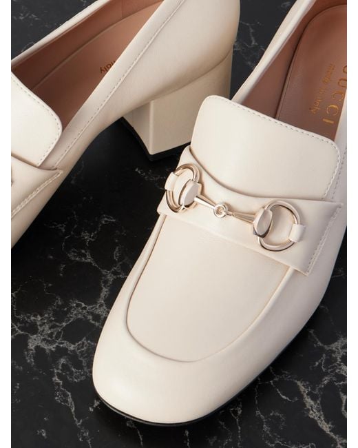 Gucci Natural Lady Horsebit-Detailed Leather Pumps