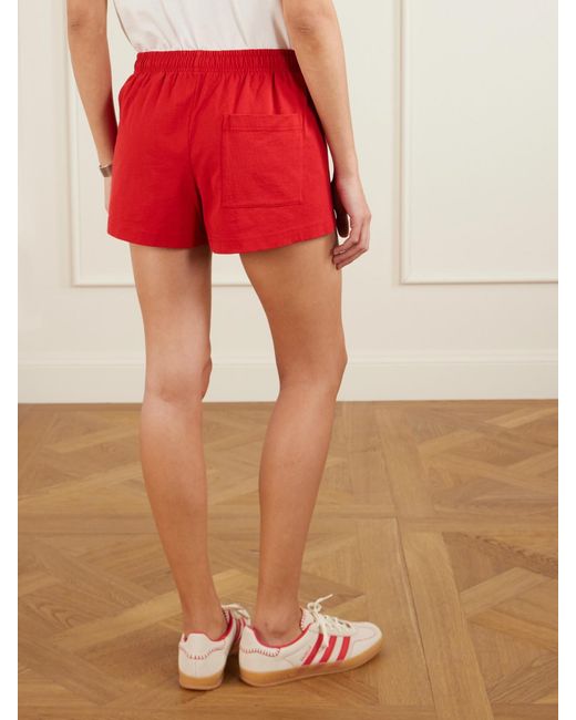 Sporty & Rich Red California Printed Cotton-Jersey Shorts