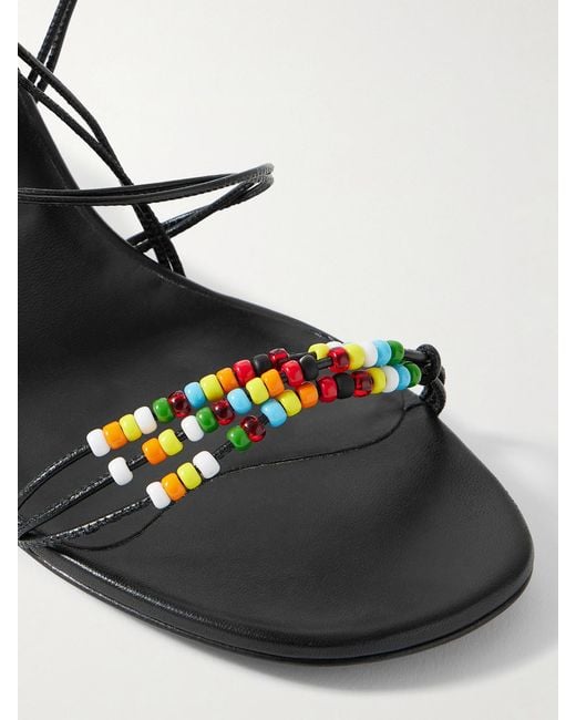 Khaite Metallic Loop Bead-Embellished Leather Sandals