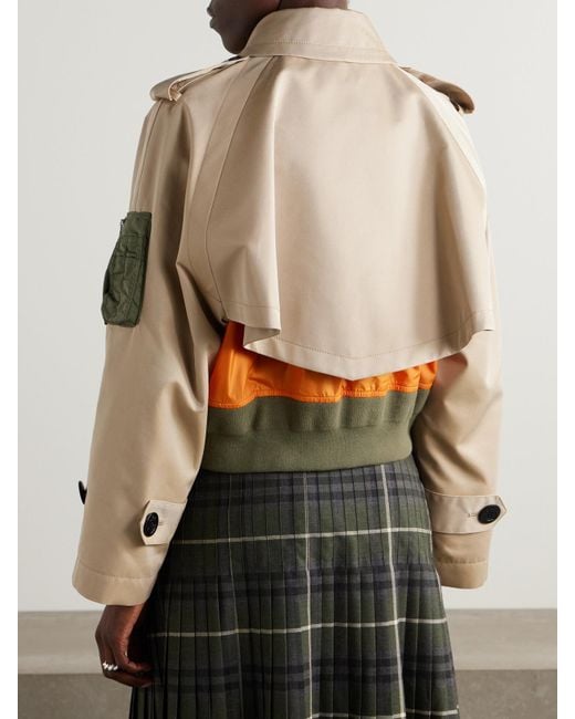 Sacai Natural Layered Shell-Trimmed Cotton-Blend Gabardine And Knitted Jacket