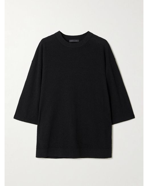 Tibi Black Sable Cotton-Blend Jersey T-Shirt