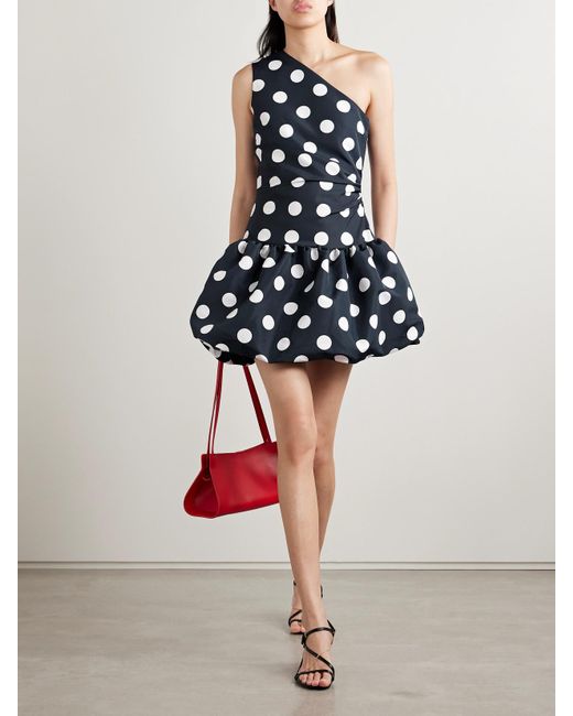 Patou Blue Asymmetrisches Minikleid Aus Faille Mit Polka-Dots
