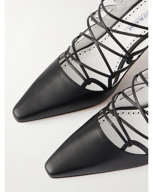 Manolo Blahnik Black Netas 90 Leather Mules