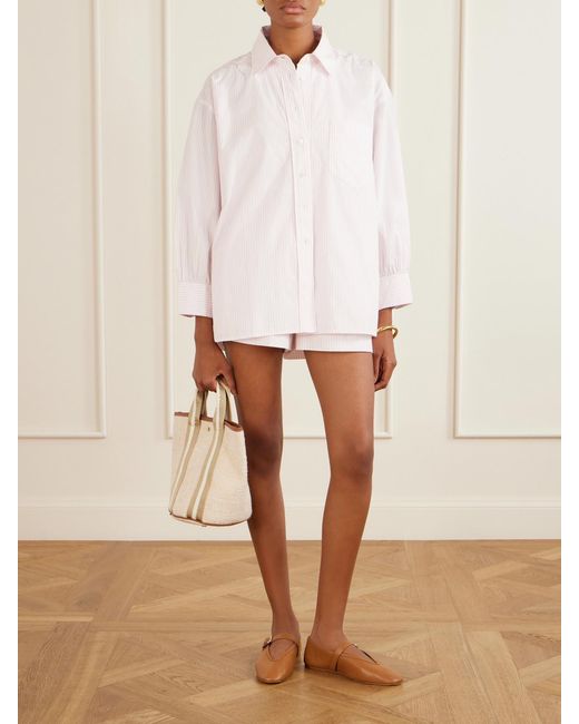 Suzie Kondi Pink Kappa Logo-Embroidered Striped Cotton-Poplin Shirt