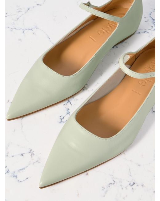Aeyde Cleo Leather Mary Jane Ballet Flats in Natural | Lyst