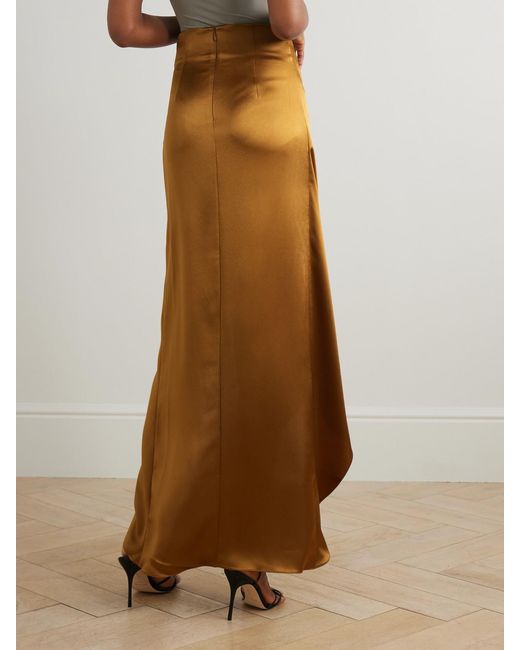 Galvan Natural De Lovie Asymmetric Satin Maxi Skirt