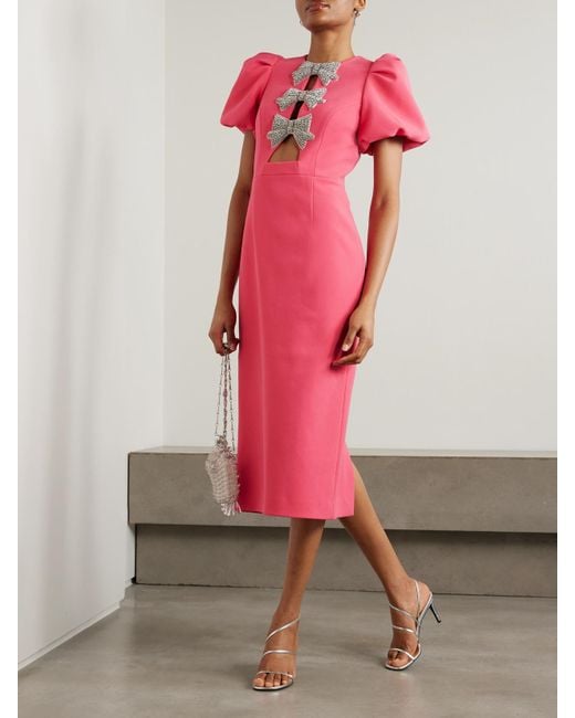 Rebecca Vallance Pink Posey Midikleid Aus Cady Mit Cut-Outs Und Verzierungen