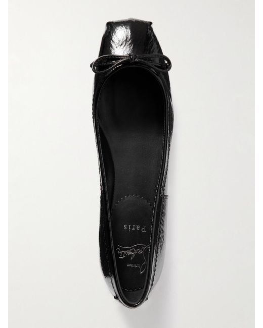Christian Louboutin White Mamadrague Crinkled Patent-Leather Ballet Flats