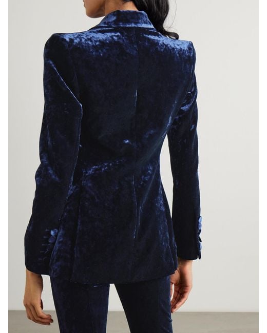 Alex Perry Blue Crushed-Velvet Blazer