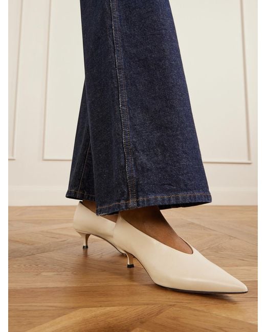 Le Monde Beryl Natural Babouche 40 Crinkled-Leather Pumps
