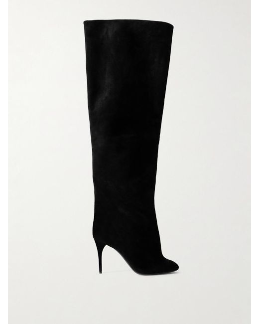 Alaïa Black Overknees Aus Veloursleder