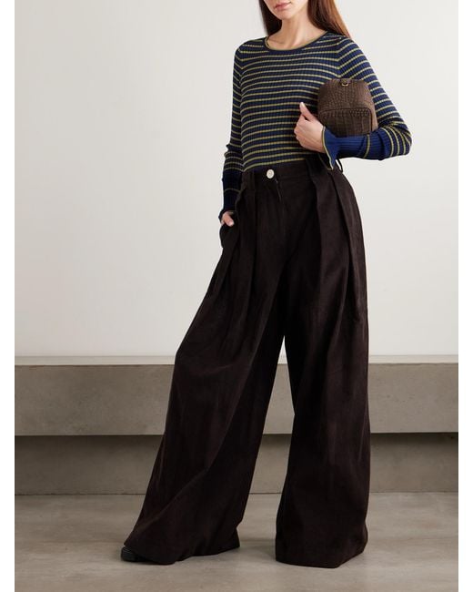 Proenza Schouler Blue Yasmine Striped Ribbed-Knit Sweater