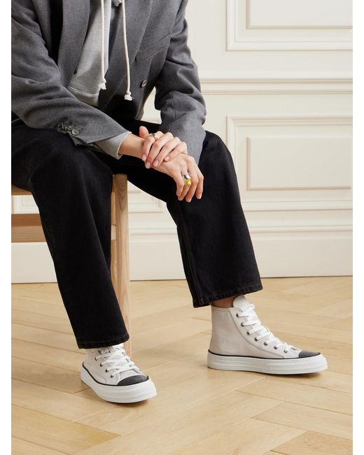 Brunello Cucinelli Natural Bead-Embellished Canvas Sneakers
