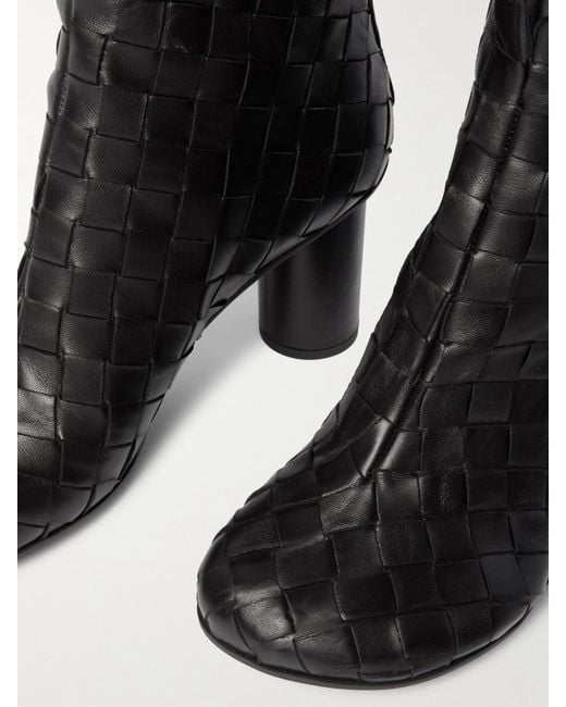 Bottega Veneta Black Atomic Ankle Boots Aus Intrecciato-Leder