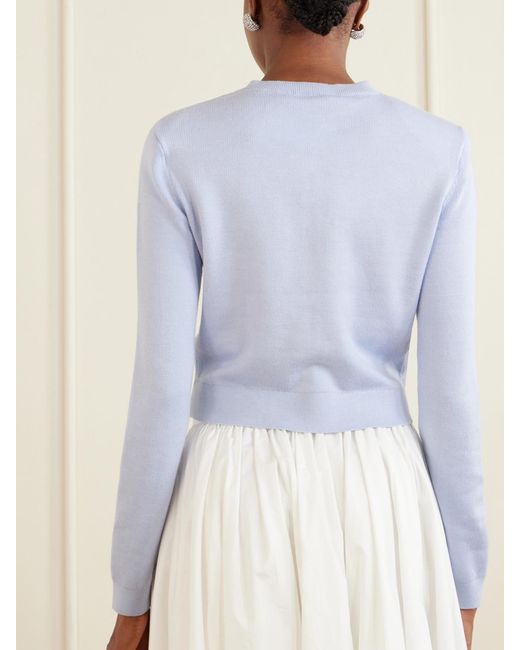 Self-Portrait Blue Appliquéd Knitted Cardigan