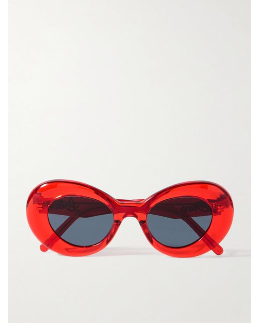 Loewe Red Oversized Round-Frame Acetate Sunglasses