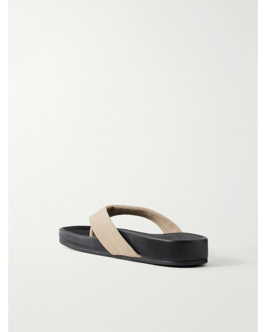 St. Agni White Suede Platform Thong Sandals