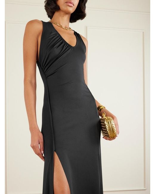Victoria Beckham Black Gathered Satin Gown