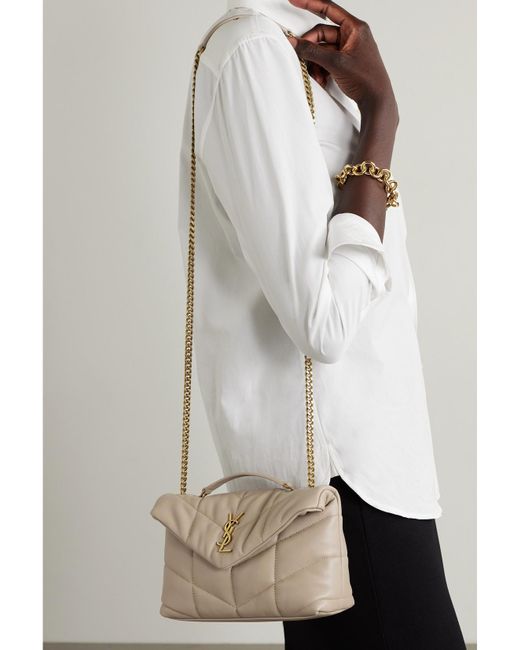 Saint Laurent Natural Toy Puffer Mini Matelassé Leather Shoulder Bag