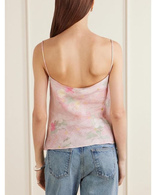 BERNADETTE Pink Riri Floral-Print Linen Camisole