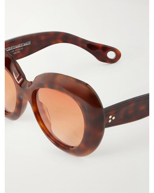 Jacques Marie Mage Brown Monarch Round-Frame Acetate Sunglasses