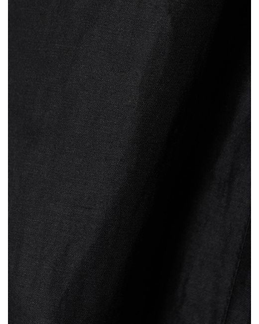 TOVE Black Rhys Belted Linen And Silk-Blend Midi Dress