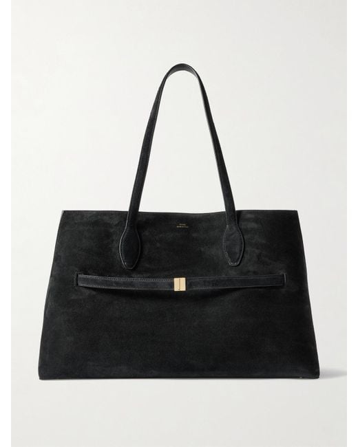 Totême Black Lounge Large Leather-Trimmed Suede Tote